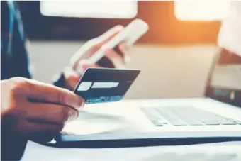 credit card and computer