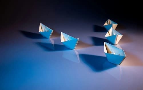 six paper boats